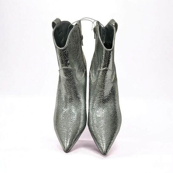 Guess Women’s Silver Snakeskin Pattern Ankle Boots With Stliletto Heel Size 9.5 - Picture 2 of 7